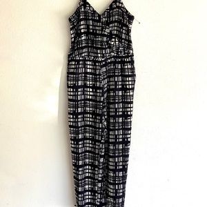 Madewell Black and White Plaid Jumpsuit